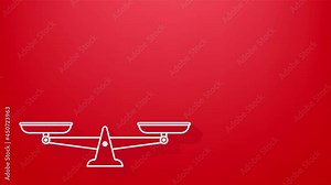 Scales icon. Bowls of scales in balance. Libra isolated. Motion graphics.