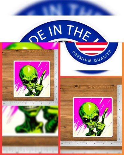 Vintage Sci-Fi Cartoon Alien Trippy Space Decal Vinyl 4.4" Cosmic Sticker