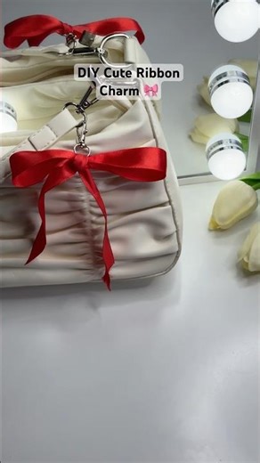 DIY Cute Ribbon Charm 🎀 ♥️ #diy #christmas #diycharm #diykeychain