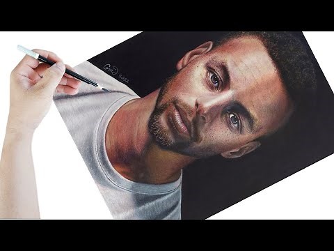 Colored Pencil Portrait of Stephen Curry! Realistic Drawing Time-Lapse -Faber Castelll Polychromos