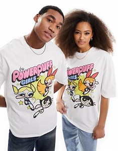 ASOS DESIGN unisex oversized graphic licence t-shirt in white with The Powerpuff Girls print | ASOS