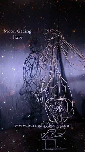 30 reactions · 7 comments | Two years ago we made this 4ft Moon Gazing Hare… and it STILL hits different  Hand-forged from 8mm steel rod, every curve was bent, shaped and welded by hand. Would you want this in your garden? Or should we make a giant version next?  #moongazinghare #steelart #sculpture #madeinsteel #ukartists #weldingart #metalartwork #burnedbydesign #handcrafted #gardenart #fyp #viralart #foryoupage | Burned by Design LTD | Facebook