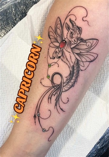 Capricorn Sea Goat Fine Line Tattoo Designs