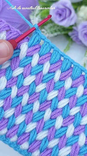 134K views · 2.9K reactions | Wow! Beautiful Colorful Crochet Stitch Tutorial – So Satisfying! #crochet (Aslı) | Aslı ile sanatsal tasarımlar | Facebook