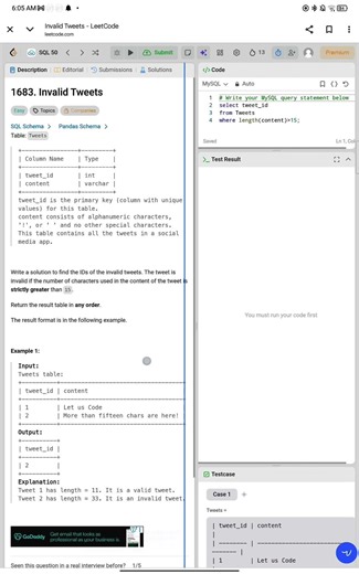 LeetCode Top 50 SQL | Question 5 | 1683 Invalid Tweets