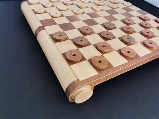 Wooden Checkers Set – Oak, Mahogany, Maple – Board With Integrated Storage - Etsy