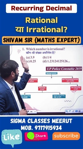 Sigma Classes Meerut | Your Gateway To Success on Instagram: "Recurring Decimals are Rational or irrational ? #decimals #numbersystem #rationalnumbers #mathstricks #mathsshortcuts"