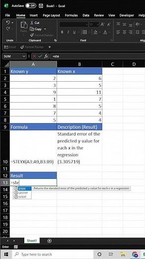 #shorts Find Standard Error in Excel