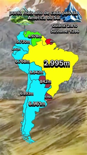 Ponto mais alto de cada país da América do Sul🗻 #mapping #mappers #mapper