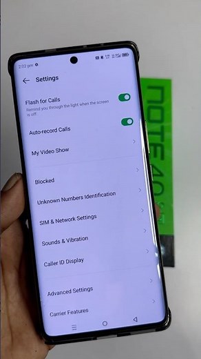 How to on flash on calls in infinix note 40 pro