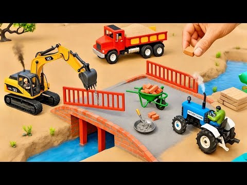 DIY Mini Truck Builds Brick & Metal Railing Bridge | Fun Construction Science Project #4