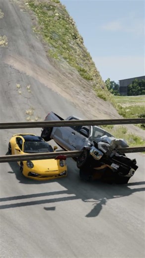 Cars vs log trap - BeamNG.Drive