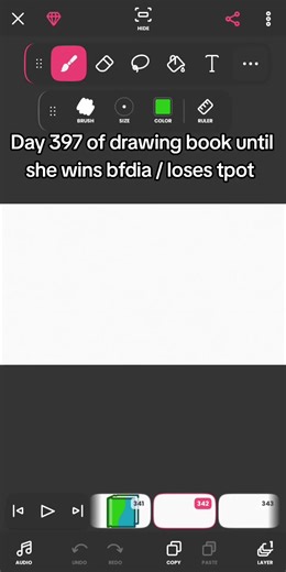 Day 397 of Drawing Book Until She Wins BFDIA