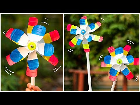 diy how to make a plastic bottle wind turbine, plastic windmill,water bottle windmill