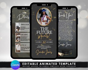 Animated Graduation Ceremony Video Invitation, DIY Template Design, Modern Graduation Invite, Premade Grad Party Class 2024 Digital Invite - Etsy