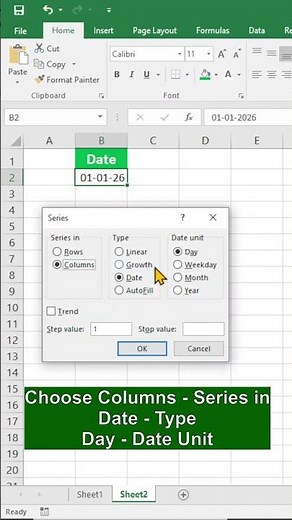 Excel Date Fill Trick | Create Full Month Instantly (Alt + H + F + I + S)