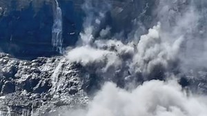 Captured on camera: Rock thunders down a mountainside in Banff National Park