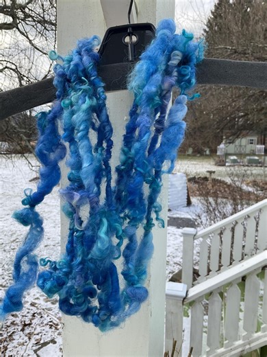 5 Yds Hand Dyed /spun Art Yarn Cotswold Locks Blue - Etsy