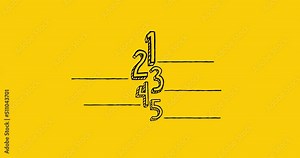 One to five steps, progress or ranking motion graphic. Infographic element. Checklist concept. Black numbers on yellow background. 2D loopable animation