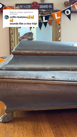 Exploring Antique Coffins and Halloween Decorations with Friends