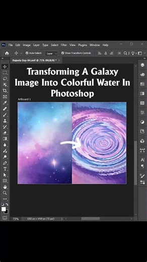 Transforming A Galaxy Image Into Colorful Water In Photoshop