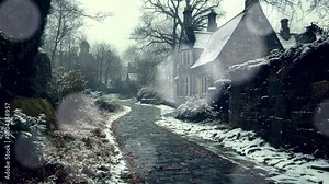 a neigbrourhood outside Birmingham snowing. seamless looping time-lapse virtual 4k video animation background Stock Video