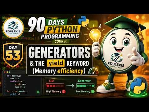 Day 53 : Stop Wasting Memory! 🔥 Python Generators & yield Explained | EDULEXIS |