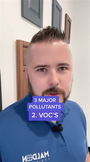Indoor Air Pollution: Video 1 of 7 - “3 Major Pollutants” Three types of indoor air pollution! Stay tuned over the next few days for more detail on what each pollutant is and how they get into the air you breathe. Follow our blog for more info on nontoxic living. Link in bio! #nontoxiccabinetry #nontoxicliving #pollution #healthylifestyle #toxinfree