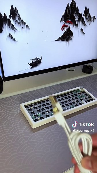 Full build will be out next video! Thanks for the keycaps @Studio SC 🥺 #techtok #whitesetup #laptopsetup #keebtok #keyboard #gmk67 #fyp