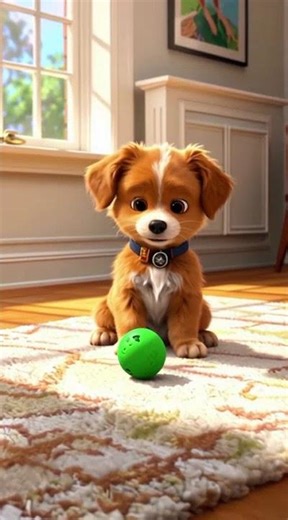 “Cute Cockapoo Puppy Playing with a Green Ball | 3D Animated Short (10 Seconds)”