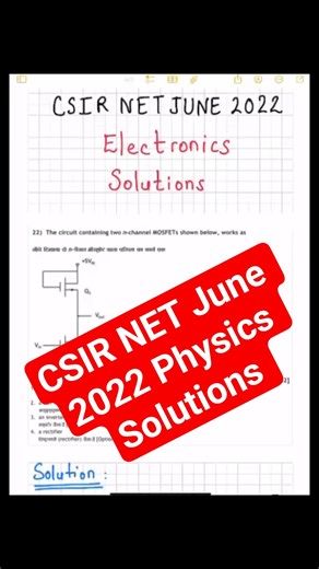 CSIR NET June 2022 Physics Electronics solutions #pyq #netjrf #physicalsciences #netphysics