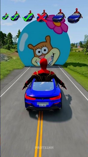 Big & Small Spider-Man BMW Vs Sandy Cheeks