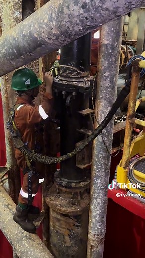 Roustabout working on deepwell pump #roustabout #jackup #offshore