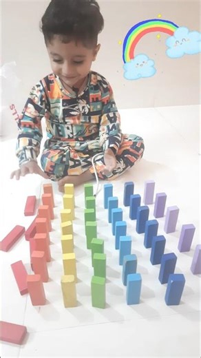 Funny Rainbow Tower Fall! 🌈 Wooden Blocks Play Time Topic #RainbowBlocks #WoodenBlocks #TowerFall