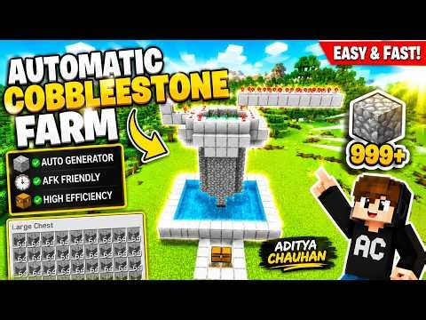 🔥 Minecraft Automatic Cobblestone Farm Tutorial (Easy & Unlimited) | Aditya Chauhan