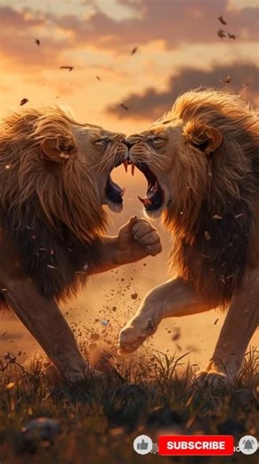 Epic Battle of Male Lions in the African Savannah | Realistic Wildlife Fight at Golden Hour