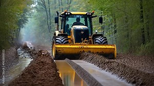 Using a trencher cable plough tractor, fibre optic cables were installed.