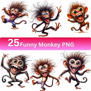 Funny Monkey Clipart Bundle: PNG for Crafts, Stickers (commercial Use) - Etsy Australia