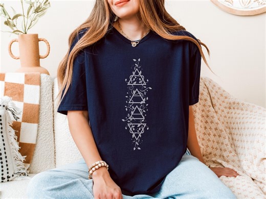 Elemental Triangle Shirt, Alchemy Symbol Tee, Floral Geometric Top, Nature Witch Gift, Earth Air Fire Water, Botanical Boho Apparel - Etsy