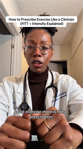 Dr. Janelle | Internal, Obesity, & Lifestyle Medicine on Instagram: "“Just exercise more” isn’t a prescription. Most people don’t struggle with motivation — they struggle with clarity. How often? How hard? For how long? And doing what, exactly? That’s where FITT comes in: Frequency. Intensity. Time. Type. When movement is specific, it becomes actionable. When it’s actionable, it becomes sustainable. This is how we move from vague recommendations to real behavior change — and why exercise works b