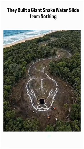 Architecture & Design on Instagram: "​🐍 Real or AI? The 300m Jungle Snake Slide. 🌊 ​This viral time-lapse of a massive snake-shaped water slide being built "from nothing" has been sparking huge debates. While it looks like the ultimate community project in a lush coastal jungle, the truth is even more modern. ​✨ The Verdict: This video is AI-generated. ​While it’s inspired by the "primitive building" trend and real attractions like the King Cobra slide, advanced detection has confirmed these v