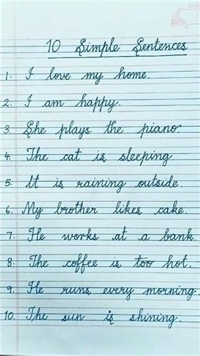 10 Simple English Sentences for Beginners ✍️ | Daily Practice Cursive Handwriting