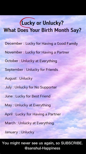 Lucky or Unlucky? 🍀What does your birth month say about your luck in life? #birthmonth #birthdaygame