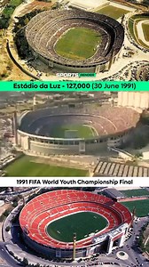 🏟️ The largest crowd in Estádio da Luz history gathered on June 30, 1991, for the U-20 World Cup final. According to official UEFA records, 127,000 fans witnessed Portugal's victory over Brazil, securing their second consecutive world title under coach Carlos Queiroz. | SportsRender