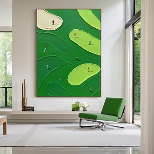 Large Golf Course Acrylic Painting – Textured Green Impasto Painting, Modern Sport Abstract Wall Decor, 3D Minimalist Style Living Room - Etsy