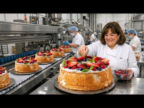 Inside the Angel Food Cake Factory: Ina Garten’s Light & Low-Fat American Dessert (Full Process)