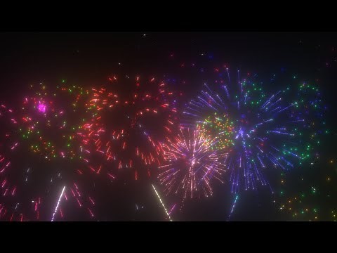 Fireworks in Night Sky Explode Bright Light Holiday Celebration Event 4K Moving Wallpaper Background