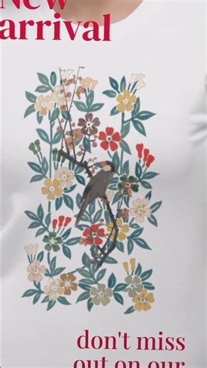 Java Sparrow and Flowers Pattern T-Shirt by ERIZEN