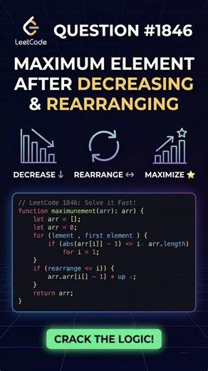 Crack LeetCode 1846 in 30 Seconds! 🚀 (Dart Solution) #Coding #leetcode #coding #dart #programming