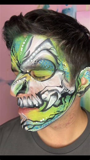 Skull Monster Face Paint Transformation